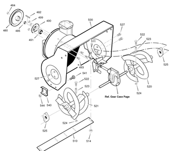 Auger Housing Diagram and Parts List for 629117X31A 2004 Briggs and Stratton Snow Blower